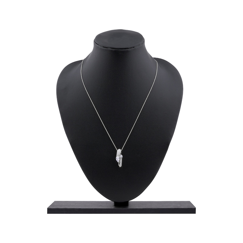 Main Image 6 of Pear-Shaped & Round-Cut Diamond Bypass Loop Necklace 1 ct tw 10K White Gold 18&quot;