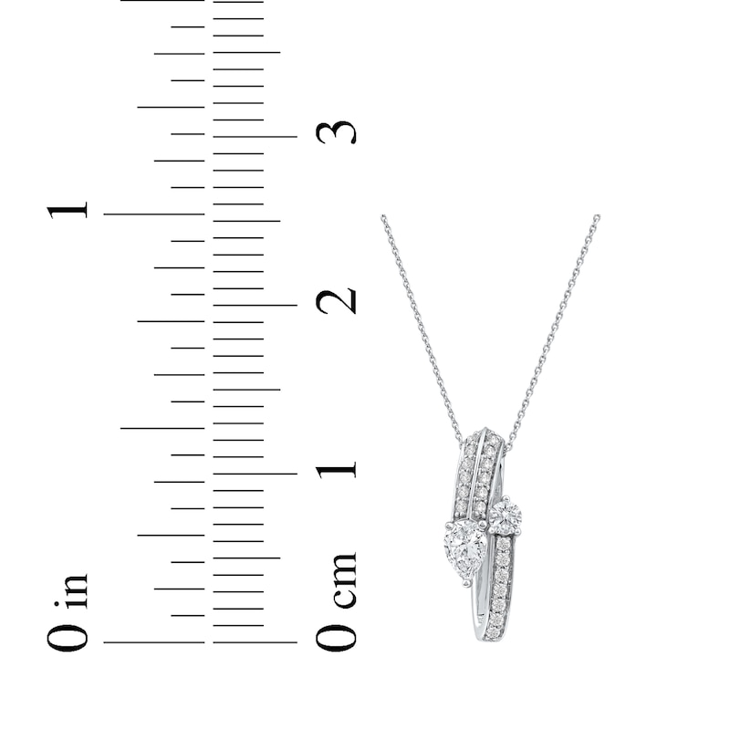 Main Image 7 of Pear-Shaped & Round-Cut Diamond Bypass Loop Necklace 1 ct tw 10K White Gold 18&quot;