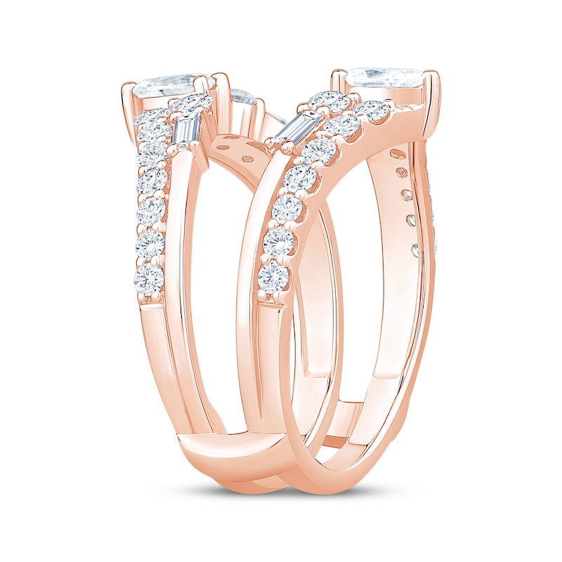 Main Image 2 of Now + Forever Lab-Grown Diamonds Pear, Emerald & Round-Cut Enhancer Ring 1-1/2 ct tw 14K Rose Gold