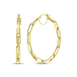 Paperclip Hoop Earrings 10K Yellow Gold 35mm