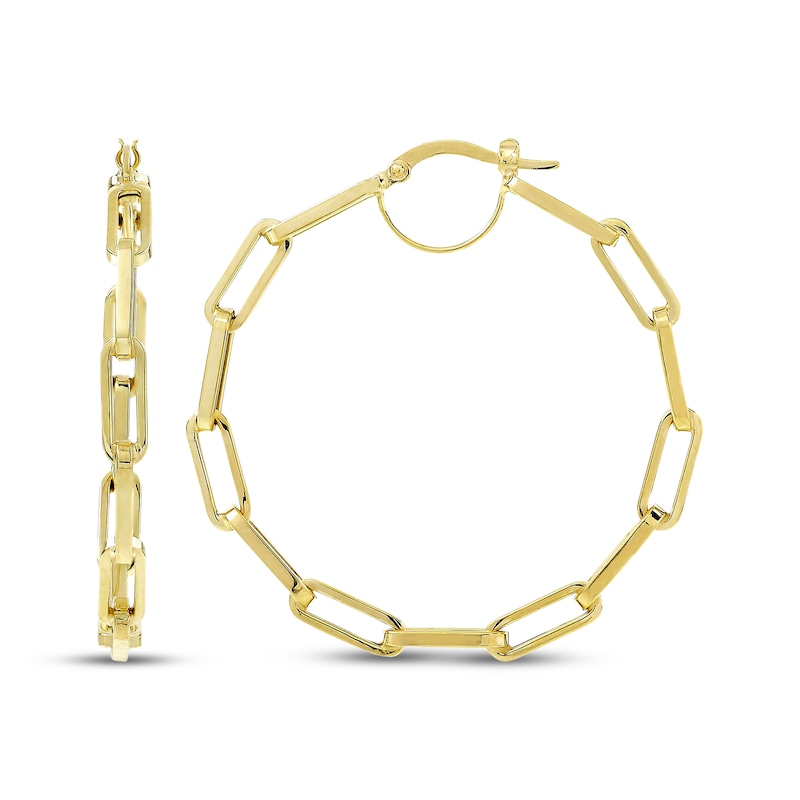 Main Image 3 of Paperclip Hoop Earrings 10K Yellow Gold 35mm