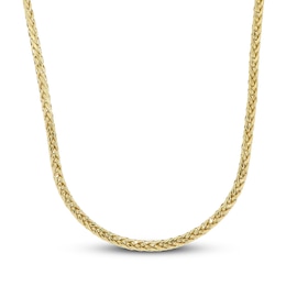 3mm Diamond-Cut Wheat Chain Necklace Semi-Solid 10K Yellow Gold 22"