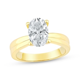 Now + Forever Lab-Grown Diamonds Oval-Cut Solitaire Plus Engagement Ring 2 ct tw 14K Yellow Gold (F/VS2)