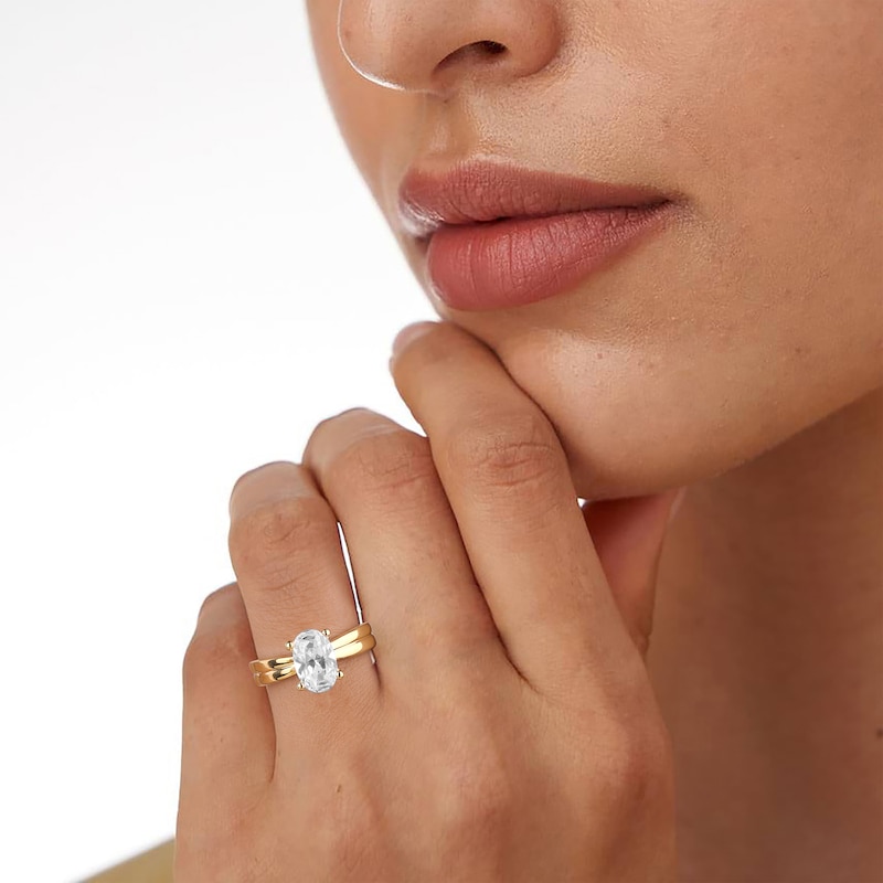 Main Image 5 of Now + Forever Lab-Grown Diamonds Oval-Cut Solitaire Plus Engagement Ring 2 ct tw 14K Yellow Gold (F/VS2)