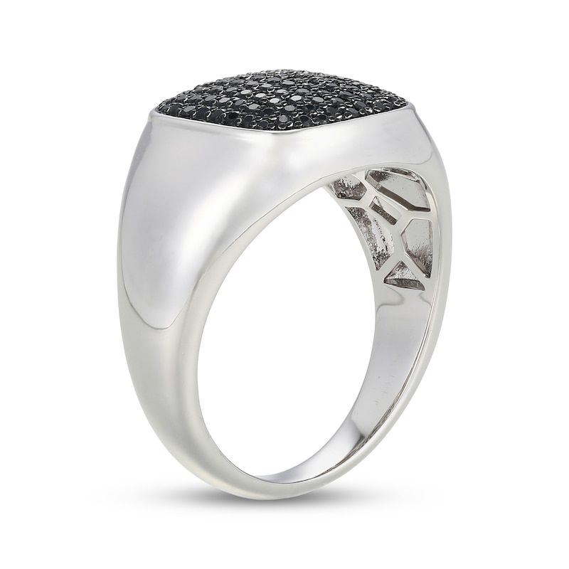 Main Image 2 of Men's Black Diamond Signet-Style Ring 5/8 ct tw 10K White Gold
