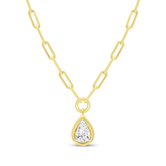 STUDIO BY KAY Lab-Grown Diamonds Pear-Shaped Solitaire Necklace 1/2 ct tw 24K Yellow Gold Vermeil Sterling Silver 18" (F/SI2)