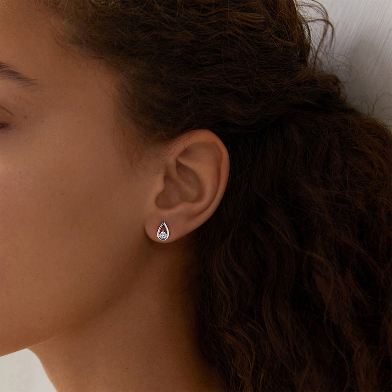 Main Image 4 of Diamond Solitaire Teardrop Frame Earrings 1/2 ct tw 10K White Gold (I/I2)