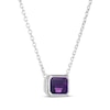 Thumbnail Image 2 of STUDIO BY KAY Emerald-Cut Amethyst Bezel-Set Solitaire Necklace Sterling Silver 18"