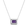Thumbnail Image 3 of STUDIO BY KAY Emerald-Cut Amethyst Bezel-Set Solitaire Necklace Sterling Silver 18"