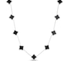 Thumbnail Image 1 of Clover-Shaped Black Onyx & White Lab-Created Sapphire Station Necklace Sterling Silver 18"