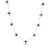 Thumbnail Image 3 of Clover-Shaped Black Onyx & White Lab-Created Sapphire Station Necklace Sterling Silver 18"