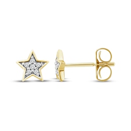 Diamond Accent Star Stud Earrings 10K Yellow Gold