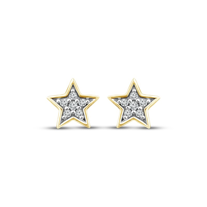 Main Image 2 of Diamond Star Stud Earrings 1/20 ct tw 10K Yellow Gold