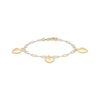 Thumbnail Image 1 of STUDIO BY KAY Puff Heart Dangle Station Paperclip Chain Bracelet 24K Yellow Gold Vermeil Sterling Silver 7.5"