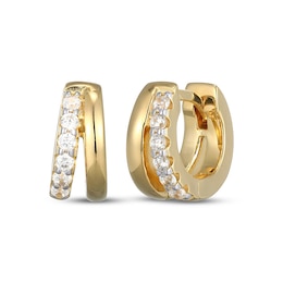 KAY x Rocksbox Lab-Grown Diamond Double-Row Split Huggie Hoop Earrings 1/5 ct tw 24K Yellow Gold Vermeil Sterling Silver
