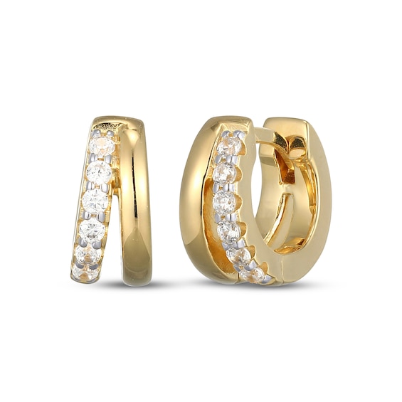 KAY x Rocksbox Lab-Grown Diamond Double-Row Split Huggie Hoop Earrings 1/5 ct tw 24K Yellow Gold Vermeil Sterling Silver