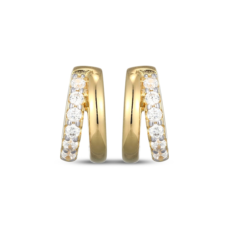 Main Image 2 of KAY x Rocksbox Lab-Grown Diamond Double-Row Split Huggie Hoop Earrings 1/5 ct tw 24K Yellow Gold Vermeil Sterling Silver