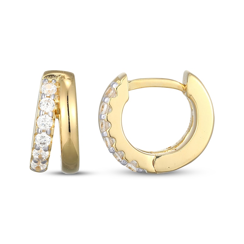 Main Image 3 of KAY x Rocksbox Lab-Grown Diamond Double-Row Split Huggie Hoop Earrings 1/5 ct tw 24K Yellow Gold Vermeil Sterling Silver