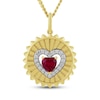Thumbnail Image 1 of STUDIO BY KAY Heart-Shaped Lab-Created Ruby & White Lab-Created Sapphire Medallion Necklace 24K Yellow Gold Vermeil Sterling Silver 18"