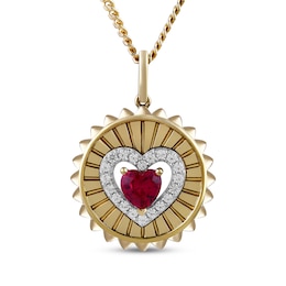 STUDIO BY KAY Heart-Shaped Lab-Created Ruby & White Lab-Created Sapphire Medallion Necklace 24K Yellow Gold Vermeil Sterling Silver 18"