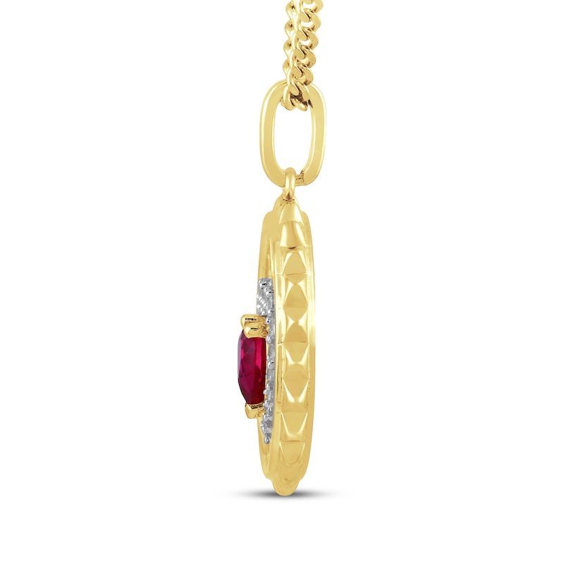 Main Image 2 of STUDIO BY KAY Heart-Shaped Lab-Created Ruby & White Lab-Created Sapphire Medallion Necklace 24K Yellow Gold Vermeil Sterling Silver 18"