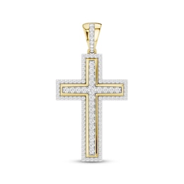 STUDIO BY KAY Men's Lab-Grown Diamond Pavé Cross Charm 2-1/2 ct tw 24K Yellow Gold vermeil Sterling Silver