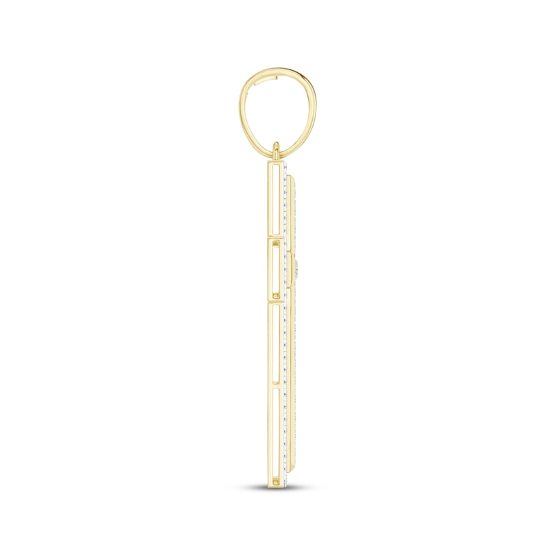 Main Image 3 of STUDIO BY KAY Men's Lab-Grown Diamond Pavé Cross Charm 2-1/2 ct tw 24K Yellow Gold vermeil Sterling Silver