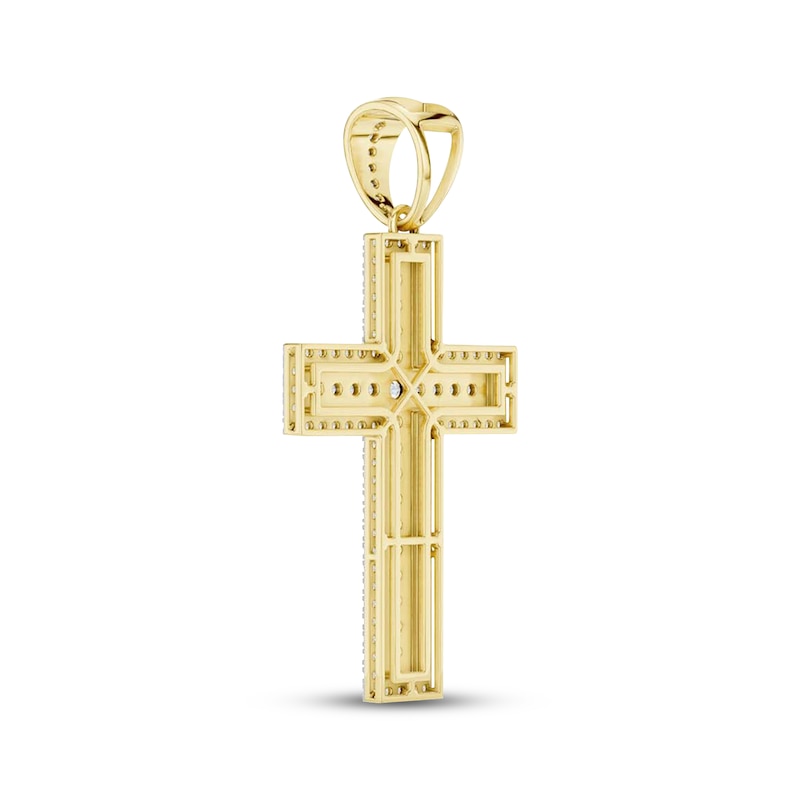 Main Image 4 of STUDIO BY KAY Men's Lab-Grown Diamond Pavé Cross Charm 2-1/2 ct tw 24K Yellow Gold vermeil Sterling Silver