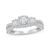 Thumbnail Image 1 of Memories Moments Magic Round-Cut Diamond Three-Stone Bridal Set 3/4 ct tw 10K White Gold