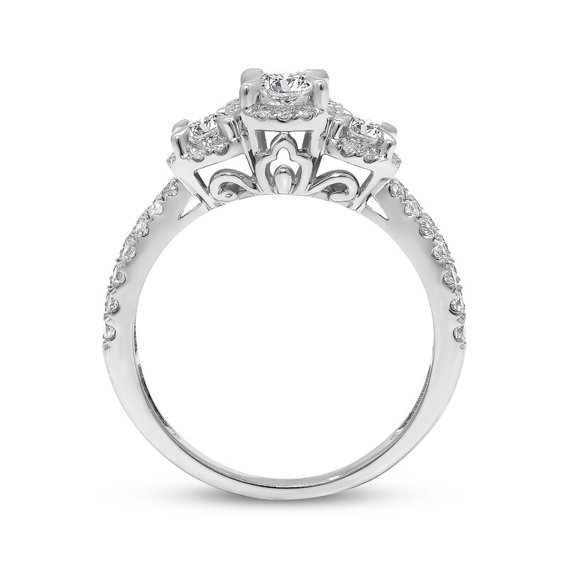 Main Image 3 of Memories Moments Magic Round-Cut Diamond Three-Stone Bridal Set 3/4 ct tw 10K White Gold