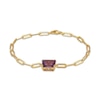 Thumbnail Image 2 of Emerald-Cut Amethyst Solitaire Paperclip Chain Bracelet 18K Gold-Plated Sterling Silver 7.25"