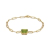 Thumbnail Image 2 of Emerald-Cut Peridot Solitaire Paperclip Chain Bracelet 18K Gold-Plated Sterling Silver 7.25"