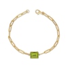 Thumbnail Image 3 of Emerald-Cut Peridot Solitaire Paperclip Chain Bracelet 18K Gold-Plated Sterling Silver 7.25"