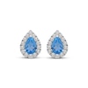 Thumbnail Image 2 of Pear-Shaped Swiss Blue Topaz & White Lab-Created Sapphire Halo Stud Earrings Sterling Silver