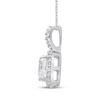 Thumbnail Image 2 of Cushion-Cut White Lab-Created Sapphire Halo Necklace Sterling Silver 18"