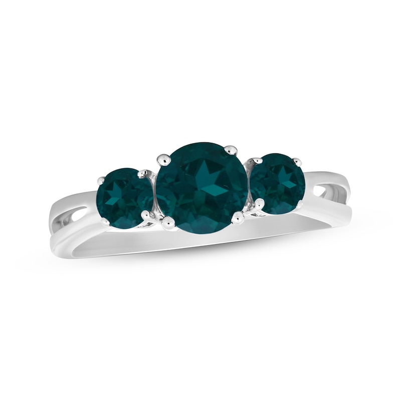 Main Image 3 of Lab-Created Emerald Three-Stone Gift Set Sterling Silver