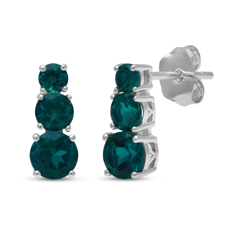 Main Image 4 of Lab-Created Emerald Three-Stone Gift Set Sterling Silver