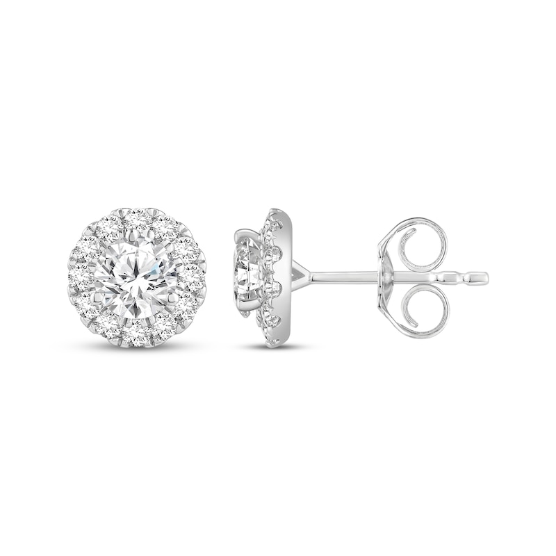Main Image 3 of KAY Lab-Grown Diamonds Halo Stud Earrings 3 ct tw 10K White Gold