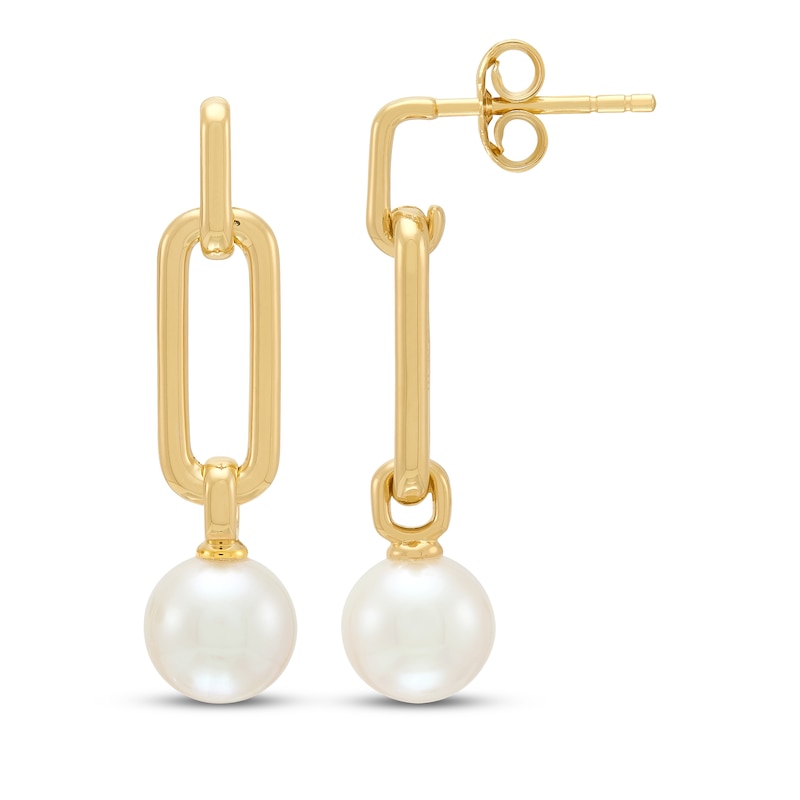 Main Image 3 of STUDIO BY KAY Cultured Pearl Chain Link Drop Earrings 24K Yellow Gold Vermeil Sterling Silver