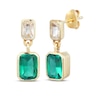 Thumbnail Image 1 of STUDIO BY KAY Emerald-Cut Lab-Created Emerald & White Lab-Created Sapphire Bezel-Set Dangle Earrings 24K Yellow Gold Vermeil Sterling Silver
