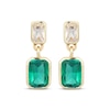 Thumbnail Image 2 of STUDIO BY KAY Emerald-Cut Lab-Created Emerald & White Lab-Created Sapphire Bezel-Set Dangle Earrings 24K Yellow Gold Vermeil Sterling Silver