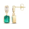 Thumbnail Image 3 of STUDIO BY KAY Emerald-Cut Lab-Created Emerald & White Lab-Created Sapphire Bezel-Set Dangle Earrings 24K Yellow Gold Vermeil Sterling Silver