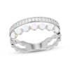 Thumbnail Image 1 of Lab-Created Opal & White Lab-Created Sapphire Two-Row Ring Sterling Silver