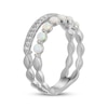 Thumbnail Image 2 of Lab-Created Opal & White Lab-Created Sapphire Two-Row Ring Sterling Silver