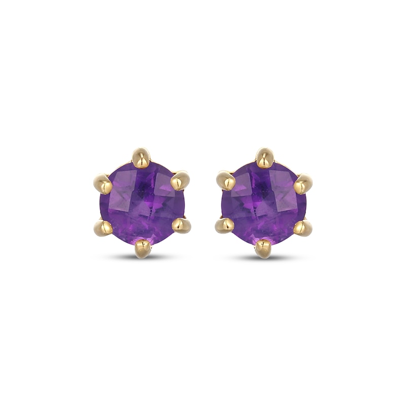 Main Image 2 of STUDIO BY KAY Amethyst Solitaire Stud Earrings 24K Yellow Gold Vermeil Sterling Silver