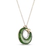 Thumbnail Image 2 of Nephrite Jade & Diamond Open Circle Knot Necklace 1/10 ct tw 14K Yellow Gold 18"