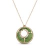 Thumbnail Image 3 of Nephrite Jade & Diamond Open Circle Knot Necklace 1/10 ct tw 14K Yellow Gold 18"