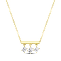 STUDIO BY KAY Emerald-Cut Lab-Grown Diamond Three-Stone Dangle Bar Necklace 1/2 ct tw 24K Yellow Gold Vermeil Sterling Silver 18"