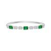 Thumbnail Image 1 of Emerald-Cut Lab-Created Emerald & White Lab-Created Sapphire Bangle Bracelet Sterling Silver