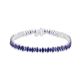 Marquise-Cut Blue Lab-Created Sapphire Line Bracelet Sterling Silver 7"